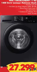 SAMSUNG WW11DG5B25ABAH 11 KG 1400 DEVİR ÇAMAŞIR MAKİNESİ SİYAH